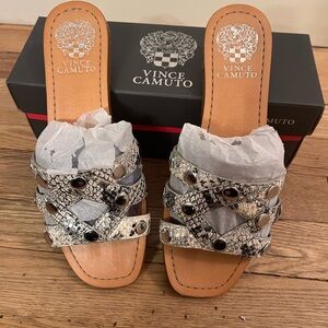 Vince Camino cream multi slides/sandals